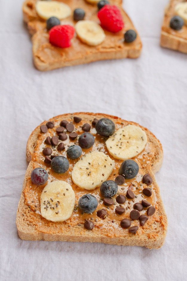 Banana Blueberry Chocolate Chia Seed Peanut Butter Toast Banana Blueberry Chocolate Chia Seed Peanut Butter Toast