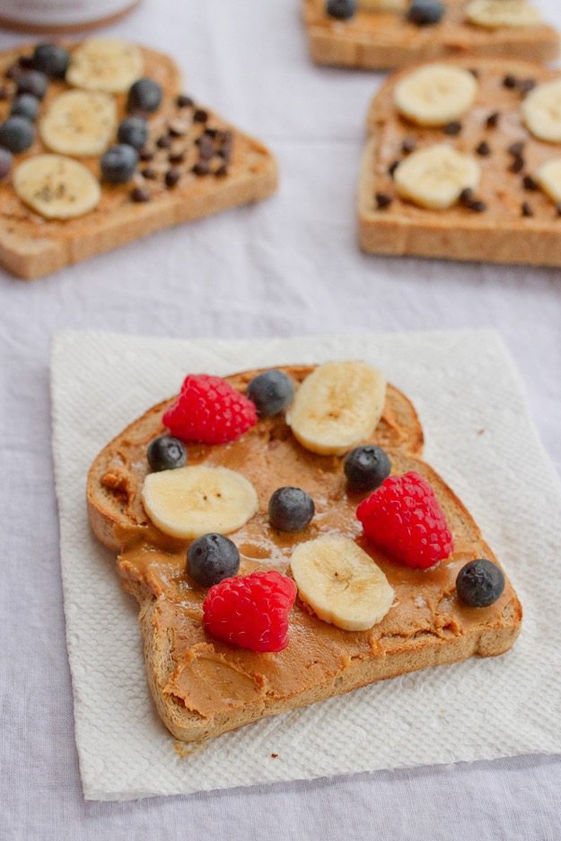 Healthy Portable Breakfast = Peanut Butter Toast with Berries Healthy Portable Breakfast = Peanut Butter Toast with Berries