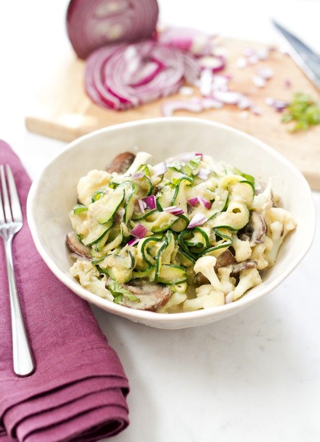 zucchini cauliflower fettuccine Alfredo