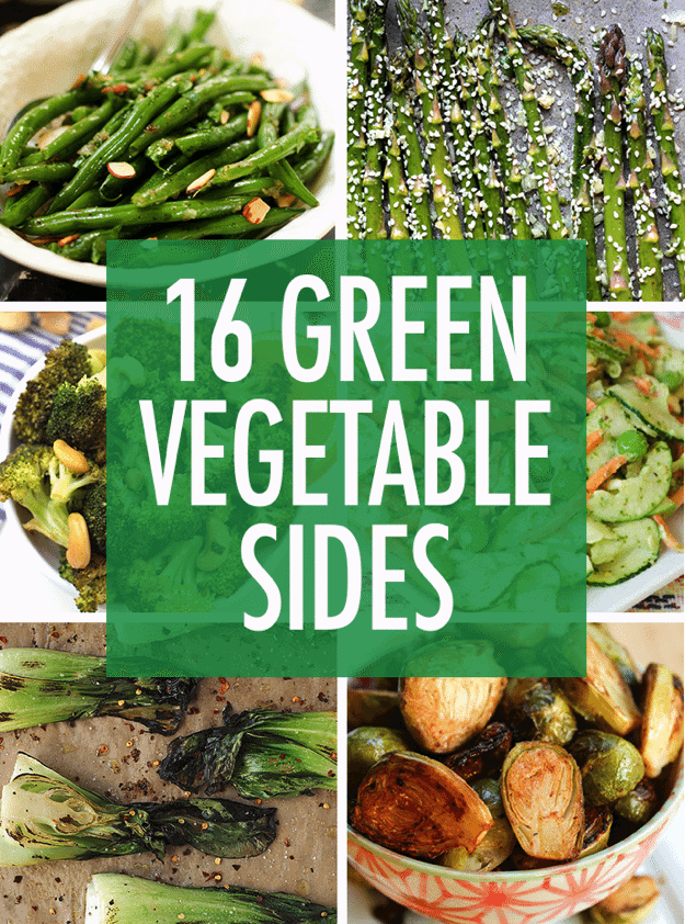 Bored with your side dish options? Switch things up (and eat a little healthier) with these green vegetable side dishes. 16 Green Vegetable Sides