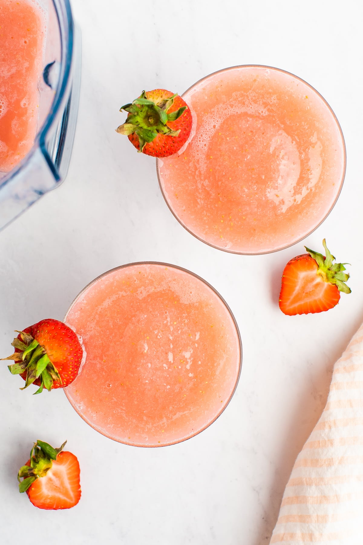 Overhead photo with two glass of frosé.
