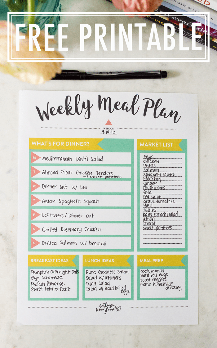 Eating healthy starts with cooking more at home. Here are my top tips for meal planning and a FREE Meal Planning Printable to help making meal planning easy and fun! Weekly meal plan PDF