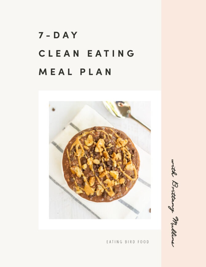 Front page of the 7-day clean eating meal plan.