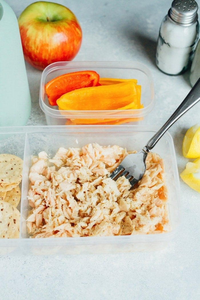 Simple Lemony Tuna Salad with lemon juice, salt and pepper. Simple Lemony Tuna Salad with lemon juice, salt and pepper.