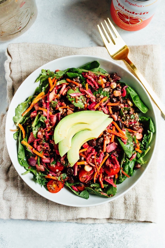 Black Bean Fiesta Mason Jar Salad // Plated and ready to enjoy! Black Bean Fiesta Mason Jar Salad // Plated and ready to enjoy!