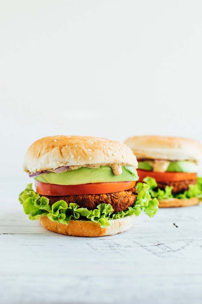 Tempeh veggie burger hero photo