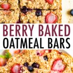 Oatmeal bars made with strawberries and blueberries.