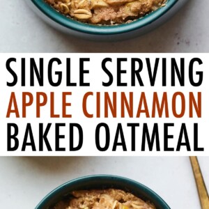 Bowl of apple cinnamon baked oatmeal.