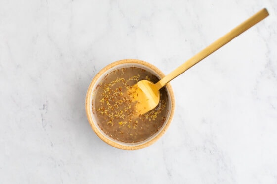 Ground flax and water combined with a fork.