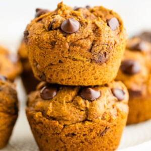 Two muffins stacked on top of each other.