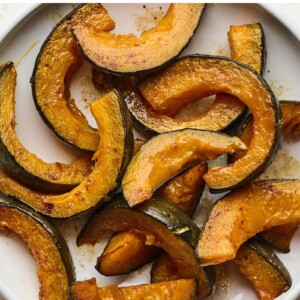 Plate with cinnamon maple roasted kabocha squash.