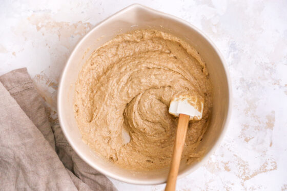 Wet and dry ingredients incorporated together.
