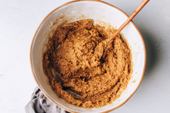Dry and wet ingredients mixed together.