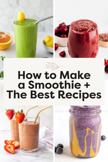 Collage of 4 different smoothies