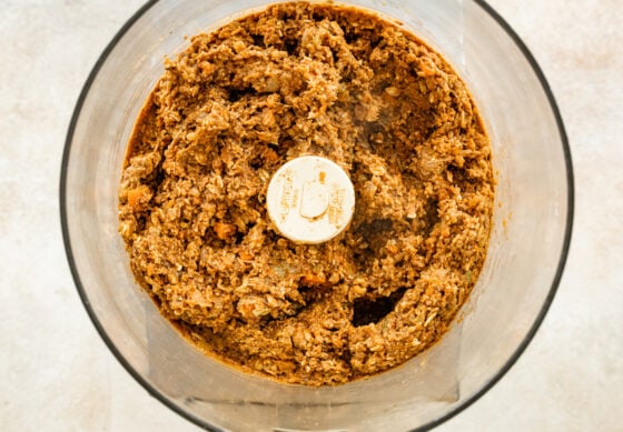 Ingredients mixed together in a food processor.