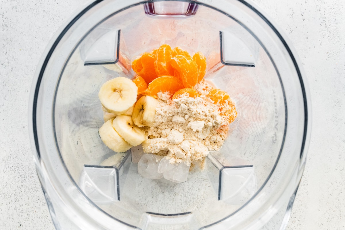 Ingredients in a high powered blender.