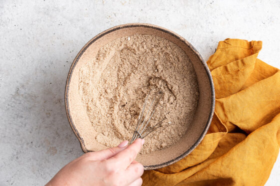 Dry ingredients whisked together in a separate bowl.