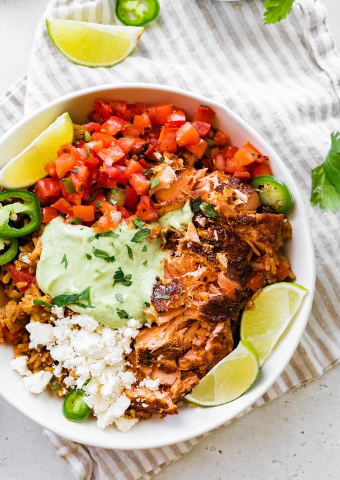 Salmon burrito bowl.