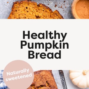 Slices of pumpkin bread on parchment paper.