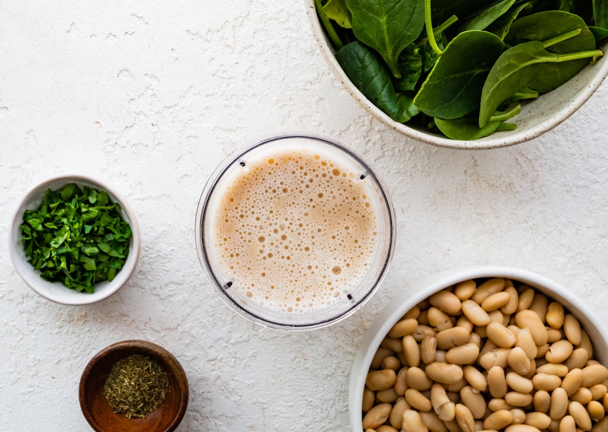 Broth and beans blended together.