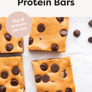 Four Easy Protein Bars with chocolate chips on top.