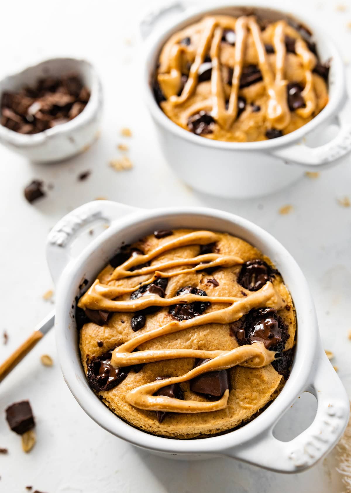 Air fryer baked oats in ramekins.