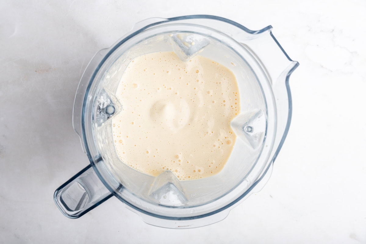 A protein milkshake in a blender.