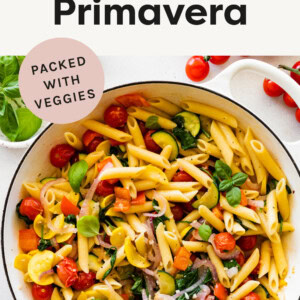 Pot of Pasta Primavara, pasta with lots of veggies.