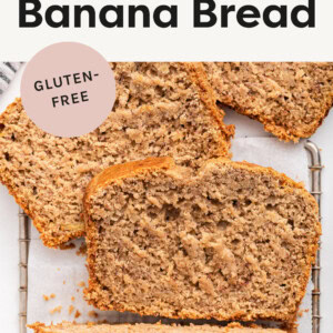 Oat Flour Banana Bread cut into slices.