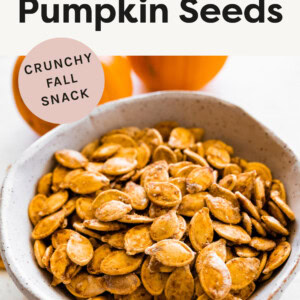 Bowl of Roasted Pumpkin Seeds.