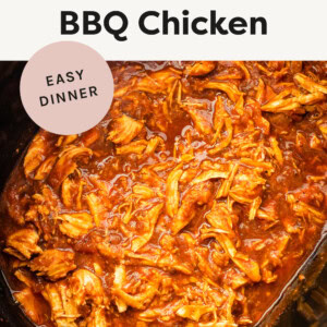Shredded BBQ Chicken in a slow cooker.