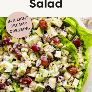 Waldorf Salad served over a bed of lettuce.
