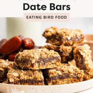 Date Bars on a plate next to dates.