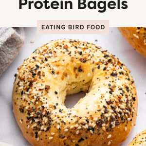 Protein Bagel topped with everything seasoning.