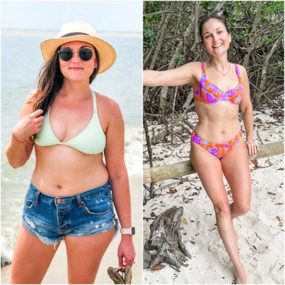 Brittany Mullins before and after photos from following the Faster Way to Fat Loss program.