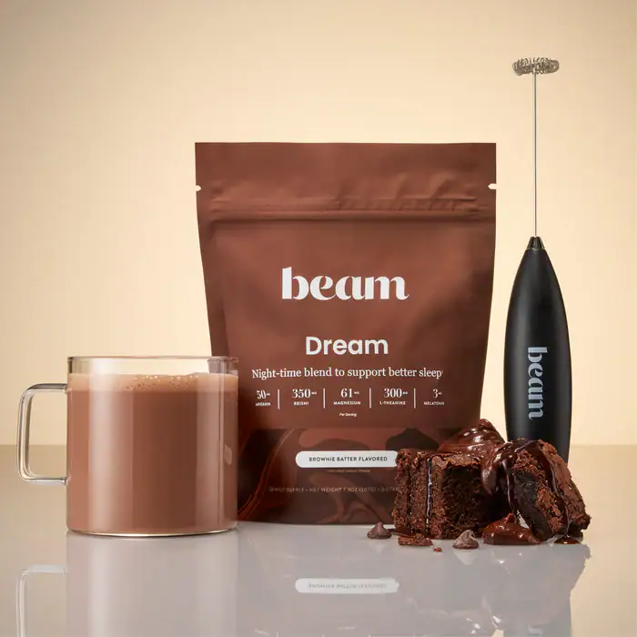 Beam brownie batter flavored protein powder.