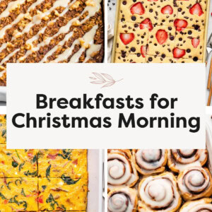Collage of 4 Healthy Make-Ahead Breakfasts for Christmas Morning recipes