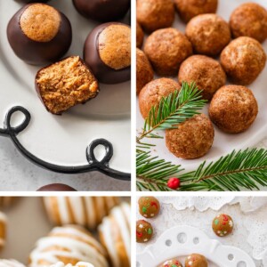 Collage of 4 Healthy Holiday Protein Balls