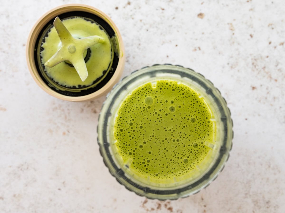 A green goddess dressing in a blender.